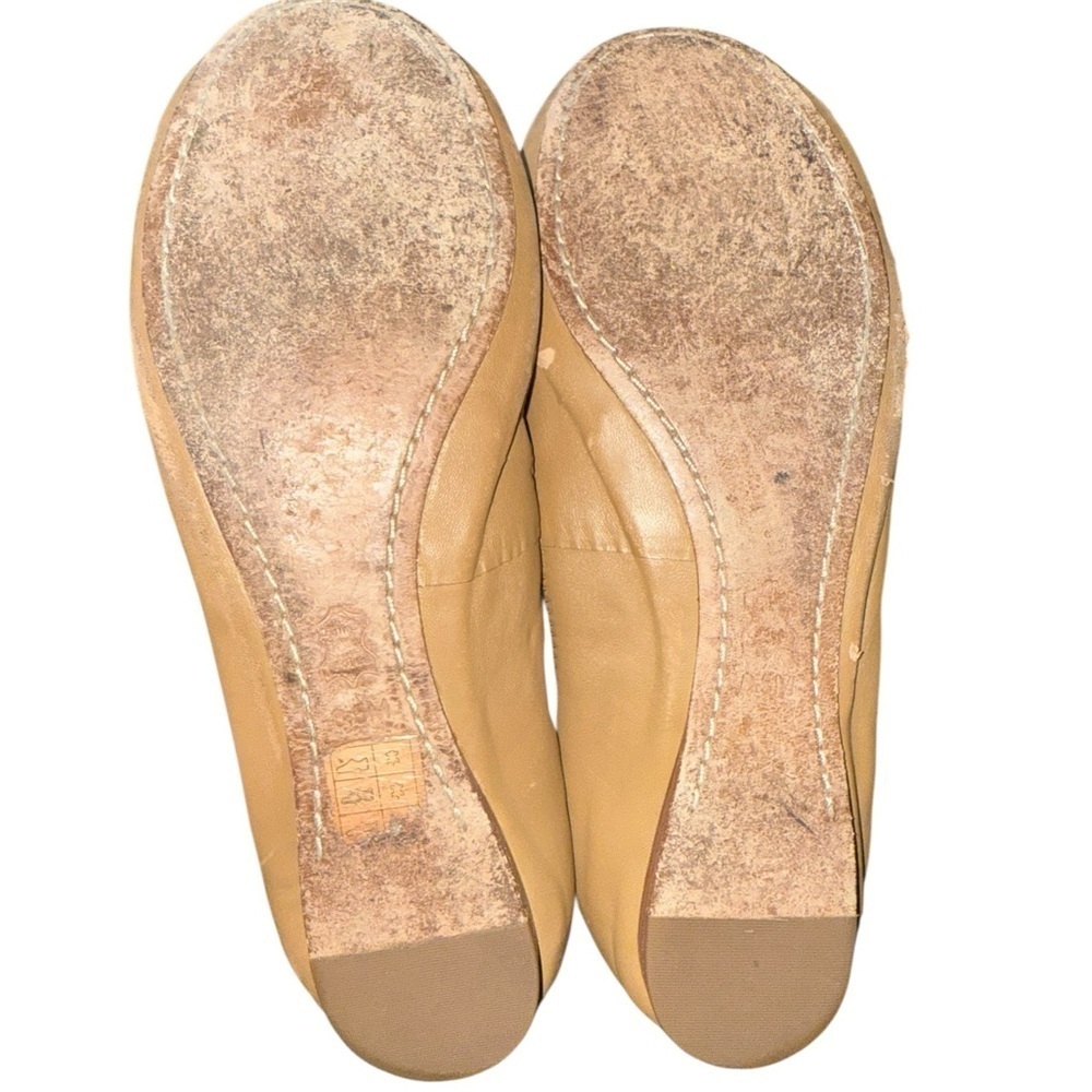 ▶️ Tory Burch ◀️ Caroline Ballet Flat Sand Gold/ Black logo flat shoes 8.5 - Picture 16 of 16